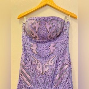 SUE WONG STRAPLESS COCKTAIL DRESS PERIWINKLE